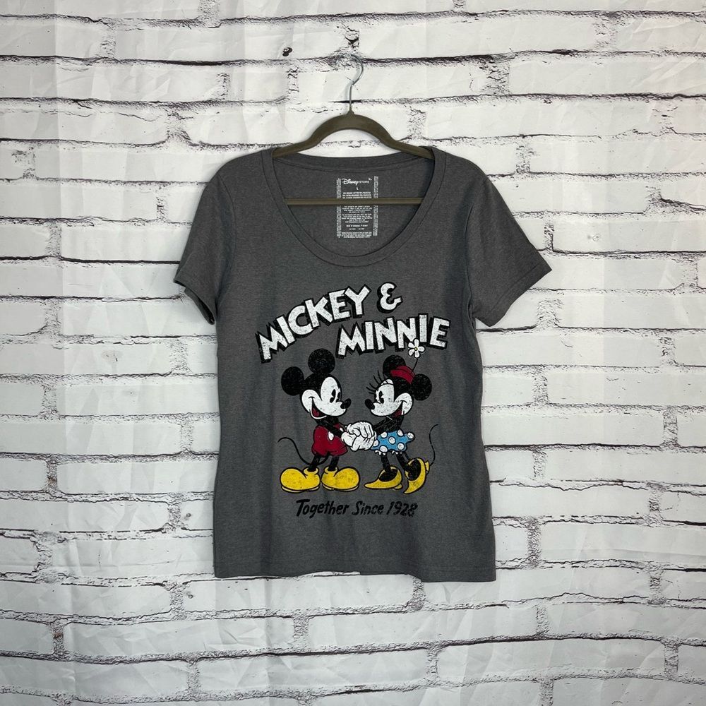 Disney Mickey & Minnie Mouse Graphic Shirt Dark Grey Vintage 1928 Large Loose